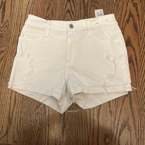 white  high rise shorts